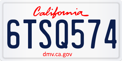 CA license plate 6TSQ574