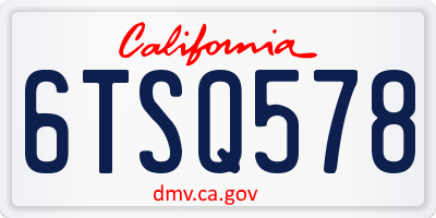 CA license plate 6TSQ578