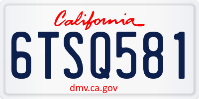 CA license plate 6TSQ581