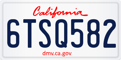 CA license plate 6TSQ582