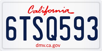 CA license plate 6TSQ593