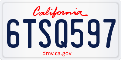 CA license plate 6TSQ597