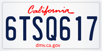 CA license plate 6TSQ617