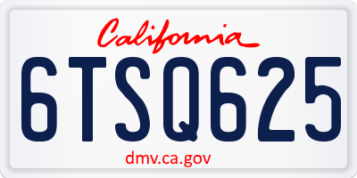 CA license plate 6TSQ625