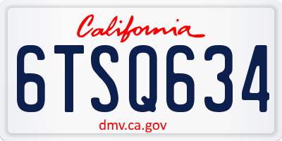 CA license plate 6TSQ634