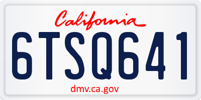 CA license plate 6TSQ641