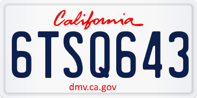 CA license plate 6TSQ643