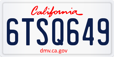 CA license plate 6TSQ649