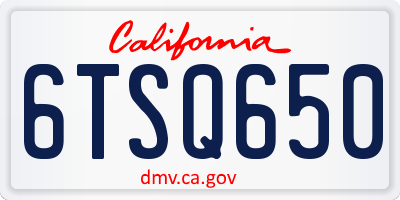 CA license plate 6TSQ650