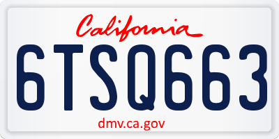 CA license plate 6TSQ663