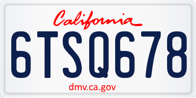 CA license plate 6TSQ678