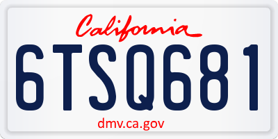 CA license plate 6TSQ681