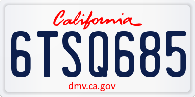 CA license plate 6TSQ685