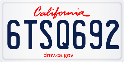 CA license plate 6TSQ692
