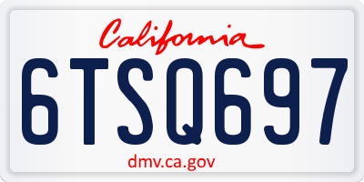 CA license plate 6TSQ697