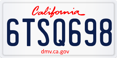 CA license plate 6TSQ698