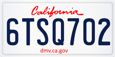 CA license plate 6TSQ702