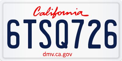 CA license plate 6TSQ726