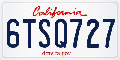 CA license plate 6TSQ727