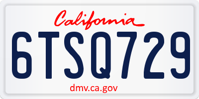 CA license plate 6TSQ729