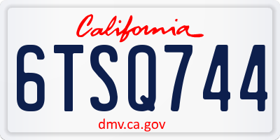CA license plate 6TSQ744