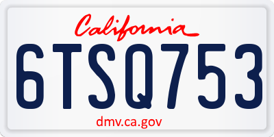 CA license plate 6TSQ753
