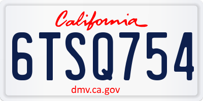 CA license plate 6TSQ754