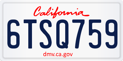 CA license plate 6TSQ759