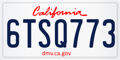 CA license plate 6TSQ773