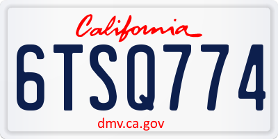 CA license plate 6TSQ774