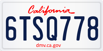 CA license plate 6TSQ778