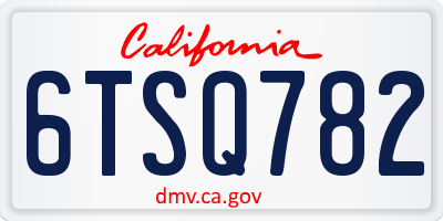 CA license plate 6TSQ782