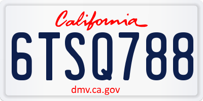 CA license plate 6TSQ788