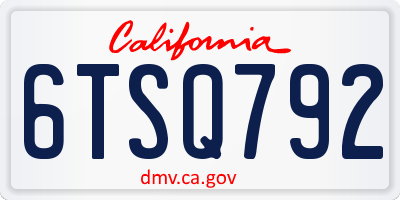 CA license plate 6TSQ792