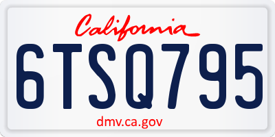 CA license plate 6TSQ795