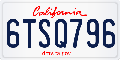 CA license plate 6TSQ796
