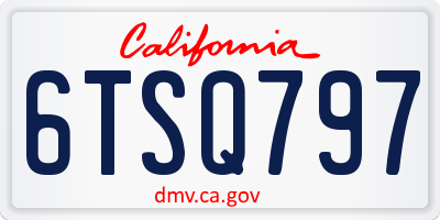 CA license plate 6TSQ797