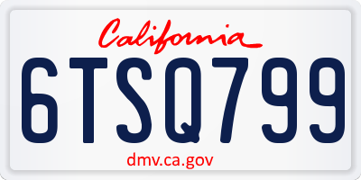 CA license plate 6TSQ799