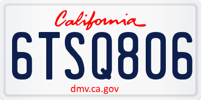 CA license plate 6TSQ806