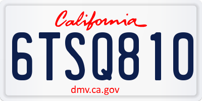 CA license plate 6TSQ810