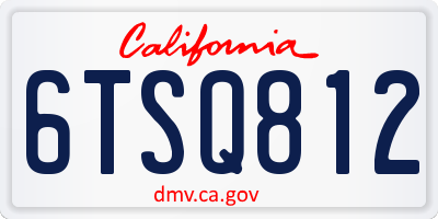 CA license plate 6TSQ812