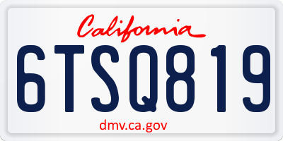 CA license plate 6TSQ819
