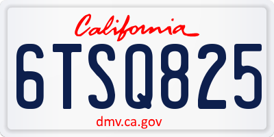 CA license plate 6TSQ825