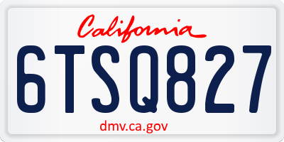 CA license plate 6TSQ827