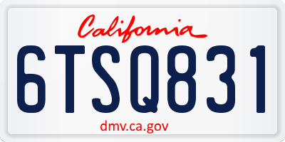 CA license plate 6TSQ831