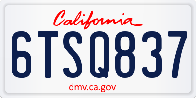 CA license plate 6TSQ837