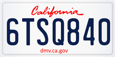 CA license plate 6TSQ840
