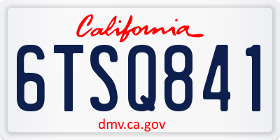 CA license plate 6TSQ841