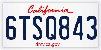 CA license plate 6TSQ843