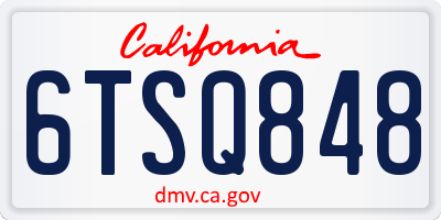 CA license plate 6TSQ848